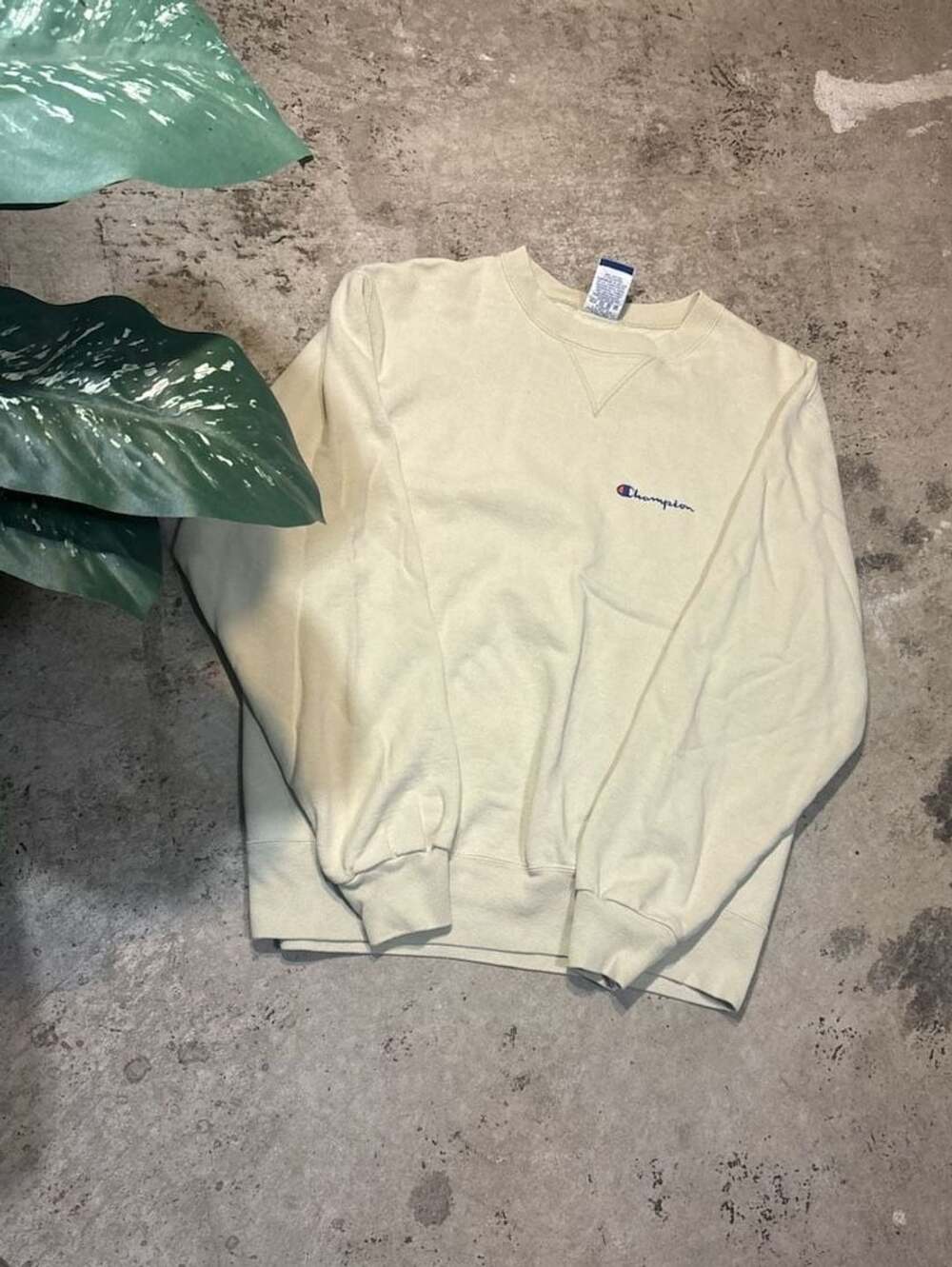 Vintage Champion Classic Crewneck Sweatshirt Beige Large